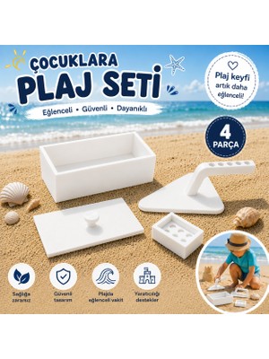 Voloyas 4 Parça Çocuk Plaj Seti – Kum Kale Yapım Seti – Plaj Oyuncakları – Yaz Tatili Kum Oyuncak Seti