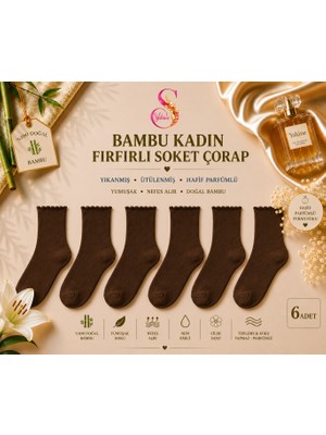 Yshine Bambu Parfümlü Yumuşak Dokulu Fırfırlı Kadın Soket Çorap 6’lı Premium Set