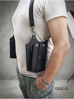 Cronder Nomad Hakiki Deri Erkek Holster Çanta | El Yapımı Göğüs ve Omuz Çantası