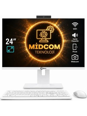 Midcom J-Tech Rapid I5 7400 16GB Ram 128GB SSD 24" Pivot - Webcam - Wifi All In One Bilgisayar