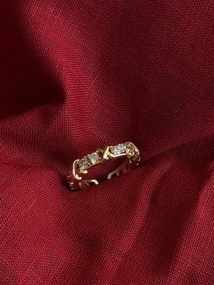 Triya Wear STUDIO-316L Çelik Kadın Zirkon Taşlı x Motifli Yüzük- Gold Renk Ayarlanabilir Çelik-Zarif Tasarım