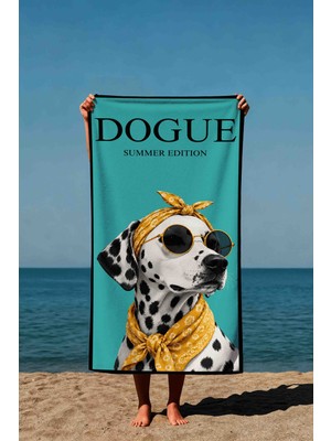 Luvis Store Dogue Summer Yazılı Dalmaçyalı Köpek Desenli Baskılı Plaj Havlusu