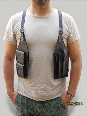 Cronder Voyager Hakiki Deri Erkek Holster Çanta | El Yapımı Göğüs ve Omuz Çantası