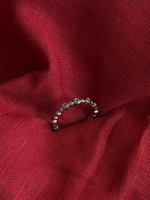 Triya Wear STUDIO-316L Çelik Kadın Sıralı Yuvarlak Zirkon Taşlı Yüzük- Gold & Gümüş Renk Seçeneği Ayarlanabilir Çelik