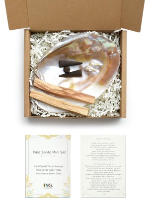 Palo Santo Mini Set - Incili Deniz Kabuğu - Palo Santo Tütsü - Tütsülük - Meditasyon - Poziti