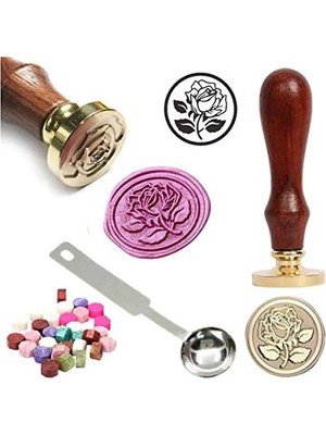 Mektup Damga Mühürü Elegant Rose + 30 Mühür Mumu + Eritme Kaşığı