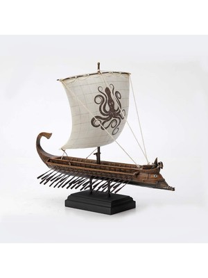 Veronese Design 25 cm Uzunluğunda Döküm Reçine Yunan Kraken Yelken Triremes Heykel Figürü Gemi