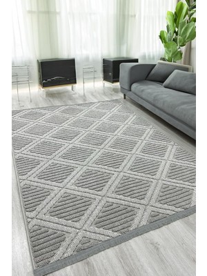 Lola Iskandinav Dokuma Bukleli Gri Modern Kaymaz Salon Halısı Mutfak Halısı Koridor Halısı Yo