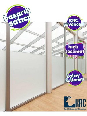 Krcdijital Ofis-Işletme Camı Kaplama Folyosu 37CMX2MT Buzlu Cam Filmi Kendinden Yapışkanlı �