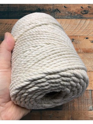 Flea Market 10 Metre - 5mm, 3 Büküm Kaliteli Pamuk Makrome - (5mm. - 10 Metre, Top Değildir !!)