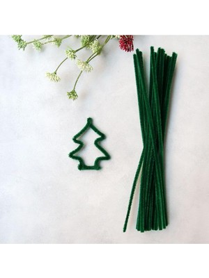 20LI Tel Tüylü Tel Şönil, 30 Cm, Yeşil