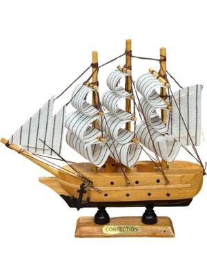 Arvale El Yapımı Dekoratif Ahşap Yelkenli - Retro Denizcilik Temalı Süs - 15,5 cm