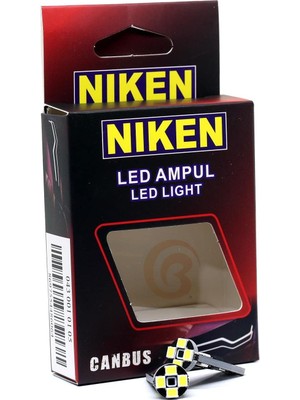 Niken 12V T10 Büyük Dipsiz Ampul 8 Led'li 2'li Set - Beyaz Işık