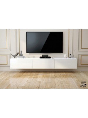 Semih Mobilya Modern Mdf Duvara Monte 180 cm  Beyaz Tv Ünitesi – Minimalist Şık Tasarım