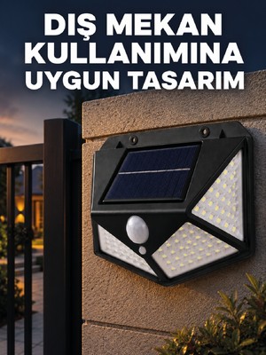 Güneş Enerjisi ile Şarj Olan Hareket Sensörlü 3 Modlu LED Dış Mekan Duvar Aydınlatması