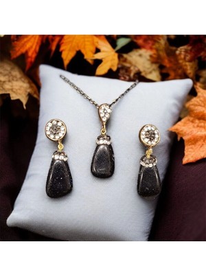 Aura Stone Aurastone Lacivert Yıldız Taşı Doğal Taş Zirkonlu Set