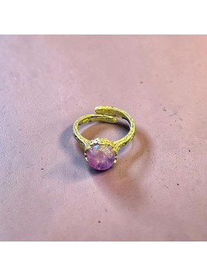 Aura Stone Aurastone Madeni Bronz Bakır Ametist Doğal Taş Yüzük