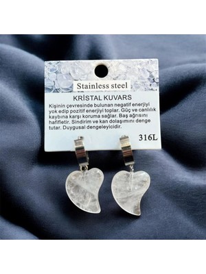 Aura Stone Aurastone Çelik Aparatlı Kristal Kuvars Doğal Taş Küpe