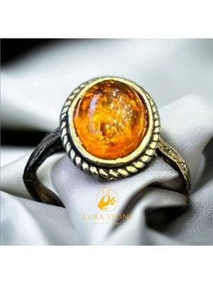 Aura Stone Aurastone Kehribar Ayarlanabilir Bronz Küçük Yüzük