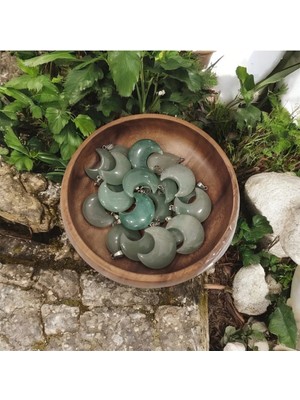 Aura Stone Aurastone Aventurin Doğal Taş Kolye Ucu Çelik Halkalı