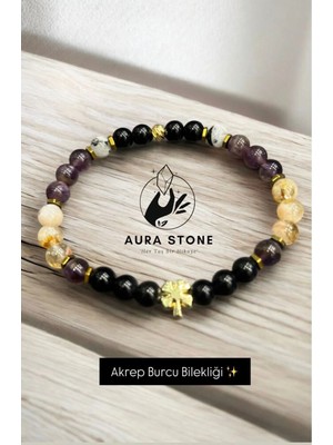 Aura Stone Aurastone Özel Tasarım Doğal Taş Akrep Burç Bileklik