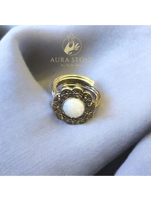 Aura Stone Aurastone Bronz Bakır Ay Taşı Doğal Taş Yüzük