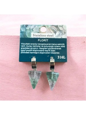 Aura Stone Aurastone Çelik Aparatlı Florit Doğal Taş Küpe