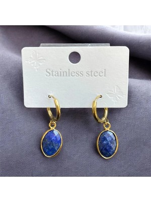 Aura Stone Aurastone Çelik Aparatlı Lapis Lazuli Doğal Taş Küpe