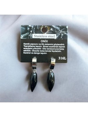 Aura Stone Aurastone Çelik Aparatlı Oniks Doğal Taş Küpe