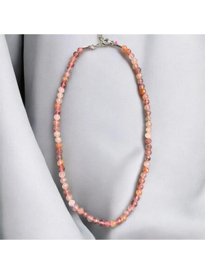 Aura Stone Aurastone Çilek Kuvars Doğal Taş 4 mm Faset Kolye