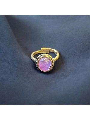 Aura Stone Aurastone Bronz Bakır Ametist Doğal Taş Yüzük