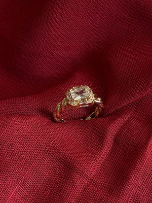 Triya Wear STUDIO-316L Çelik Kadın Baget Zirkon Taşlı Zincir Yüzük- Gold Renk Ayarlanabilir Çelik-Gösterişli Tasarım