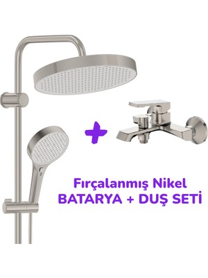 Romena Valtemo Nikel Bataryalı Duş Seti 32CM Geniş Başlıklı (Pirinç Nikel Batarya Dahil)