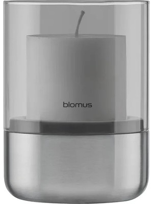 Blomus Calma Mumluk S Mat Paslanmaz Çelik, Füme Cam 14X10 cm
