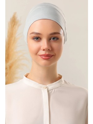 Melodi Scarf Tesettür Silikonlu Kaymaz Bone - Likralı Bağlamalı Bone - Sıkmayan Rahat Nefes Alan Kumaş Açık Gri