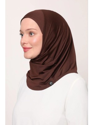 Melodi Scarf Kadın Tesettür Cimafit Nefes Alan Hazır Pratik Hijab Bone Kahverengi