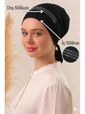 Melodi Scarf Çift Silikonlu Kaymayan Kaymaz Bone - Eşarp Şal Başörtü Kaydırmayan Kaymaz Bantlı Bone