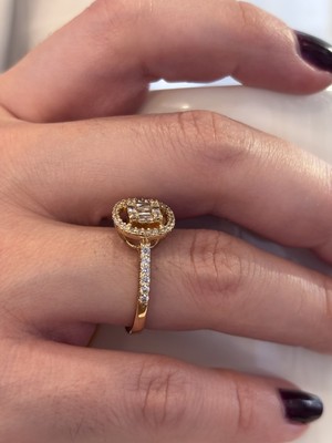 Stelle Jewelry Xuping Kadın Oval Baget Zirkon Taşlı Vintage Yüzük Rose Gold Kaplama Numaralı Yüzük