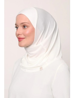 Melodi Scarf Kadın Tesettür Cimafit Nefes Alan Hazır Pratik Hijab Bone Beyaz