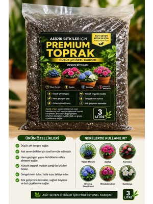 Nexvoria Asidik Bitkiler Için Premium Toprak 3 Litre – Düşük Ph Torf Karışımı | Ortanca, Açelya, Kamelya, Gardenya, Yaban Mersini