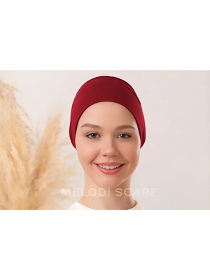 Melodi Scarf Tesettür Silikonlu Kaymaz Bone - Likralı Bağlamalı Bone - Sıkmayan Rahat Nefes Alan Kumaş Bordo