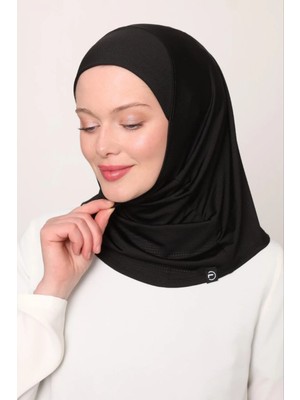 Melodi Scarf Kadın Tesettür Cimafit Nefes Alan Hazır Pratik Hijab Bone Siyah