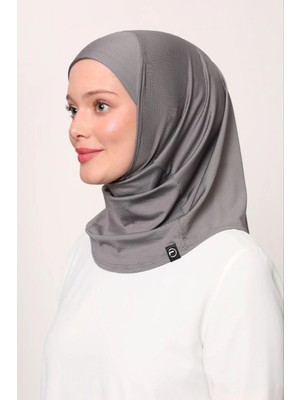 Melodi Scarf Kadın Tesettür Cimafit Nefes Alan Hazır Pratik Hijab Bone Koyu Gri