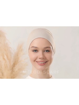 Melodi Scarf Tesettür Silikonlu Kaymaz Bone - Likralı Bağlamalı Bone - Sıkmayan Rahat Nefes Alan Kumaş Taş Rengi