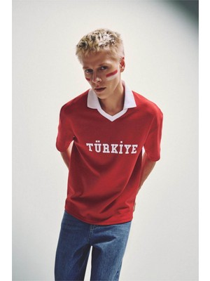 Defacto Türkiye Baskılı Kırmızı Erkek T-Shirt I1796AX/RD62