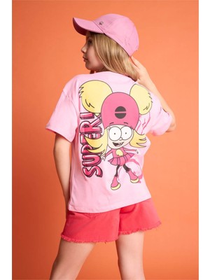 Defacto Super 1 Takım Oversıze Pembe Kız Çocuk T-Shirt H7947A8/PN253