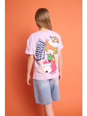 Defacto Super 1 Takım Oversize Lila Kız Çocuk T-Shirt H7949A8/PR143