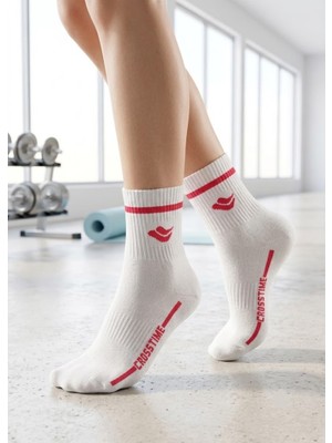 Crosstime  Kadın Beyaz 7 Li Paket Soket Spor Çorap