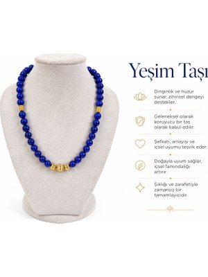 Solare Accessories Doğal Yeşim Taşlı Altın Kaplama Detaylı Kolye | El Yapımı Kadın Kolyesi