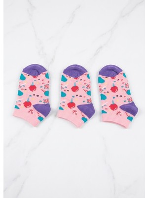 Stsahra  Kız Çocuk Pembe 3 Lü Paket Patik Çorap
